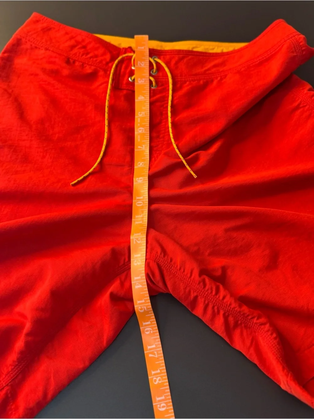 Patagonia Men’s Red Swim Board Shorts with Yellow Drawcord Size 34 Waist